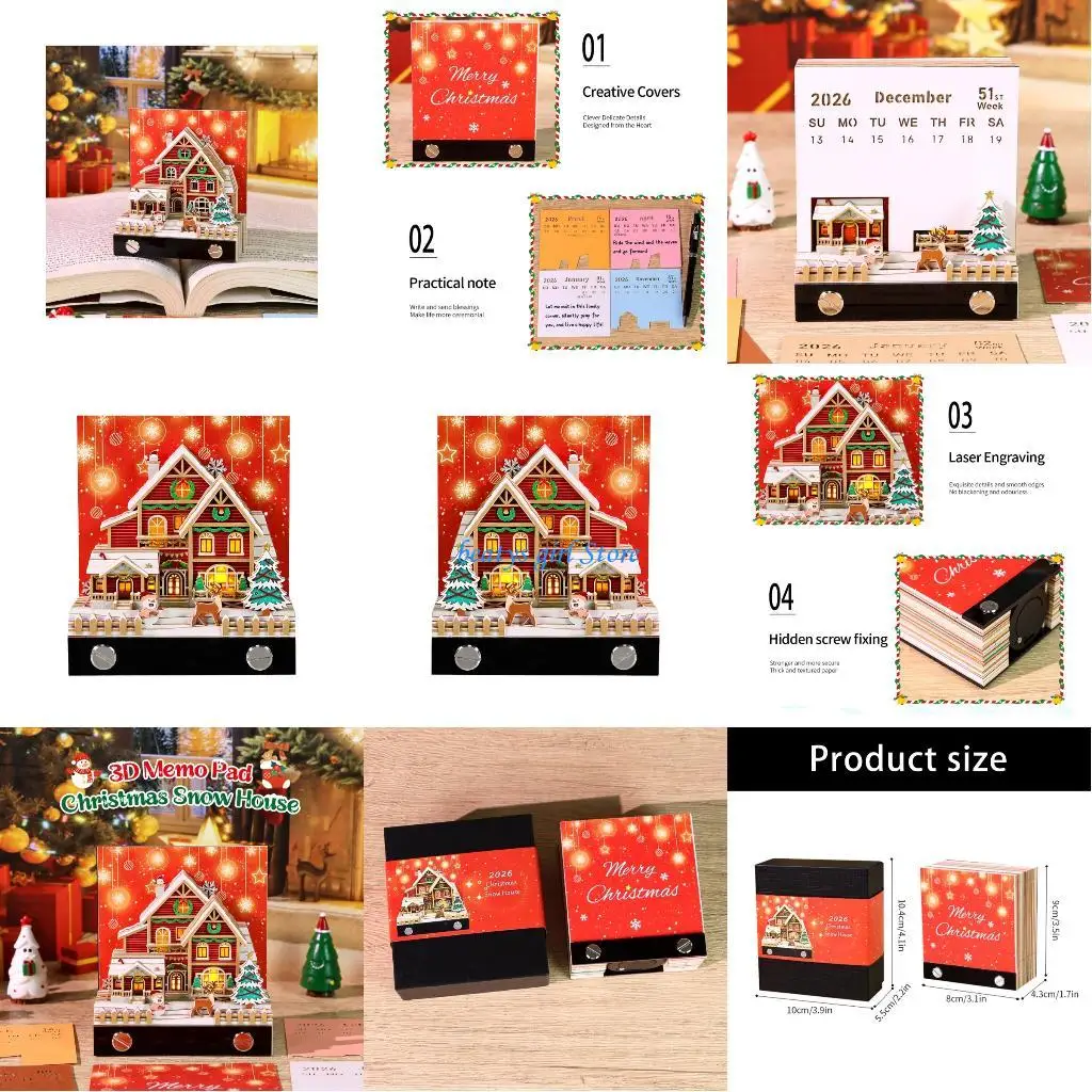 

C7AB High Quality Textured Paper 26 Week Calendar with Glowing Light Effects and Christmas Village Art