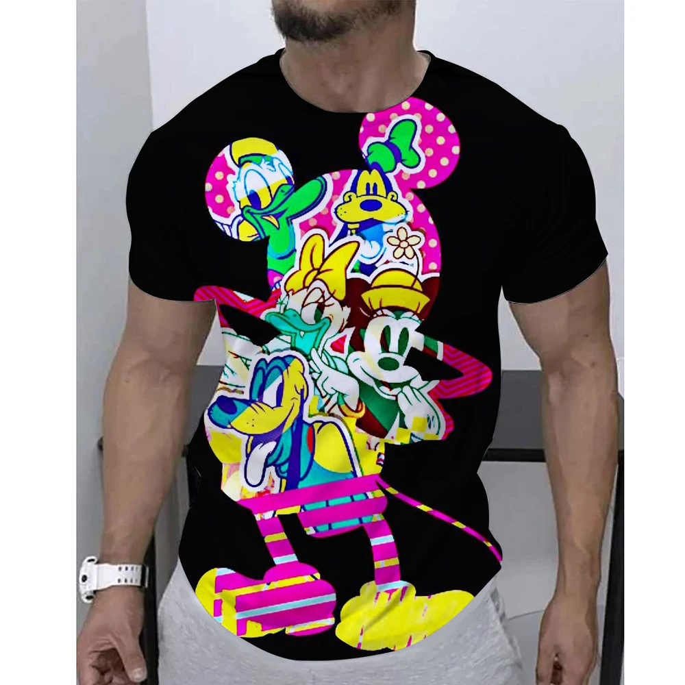 

Disney 2026 Men's T-shirt Mickey Mouse 3D Printed Short Sleeve Oversized Children Men's And Women's T Shirt Clothing
