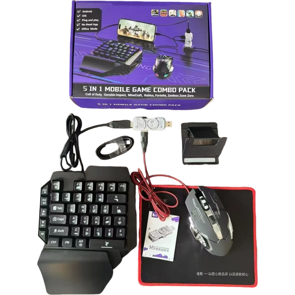 Gamwing M9 Mobile Game Keyboard & Mouse Controller Converter Adapter for Call of Duty PUBG Etc for Android & IOS