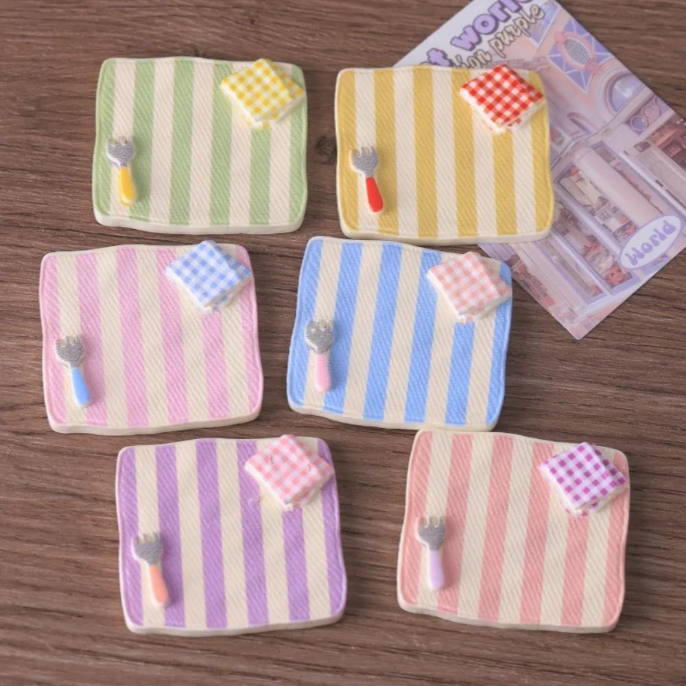 Resin Miniature Plate Set Tiny Tableware Cutlery Napkin Micro Landscape Decor Dollhouse Food DIY Craft Fridge Magnet Material