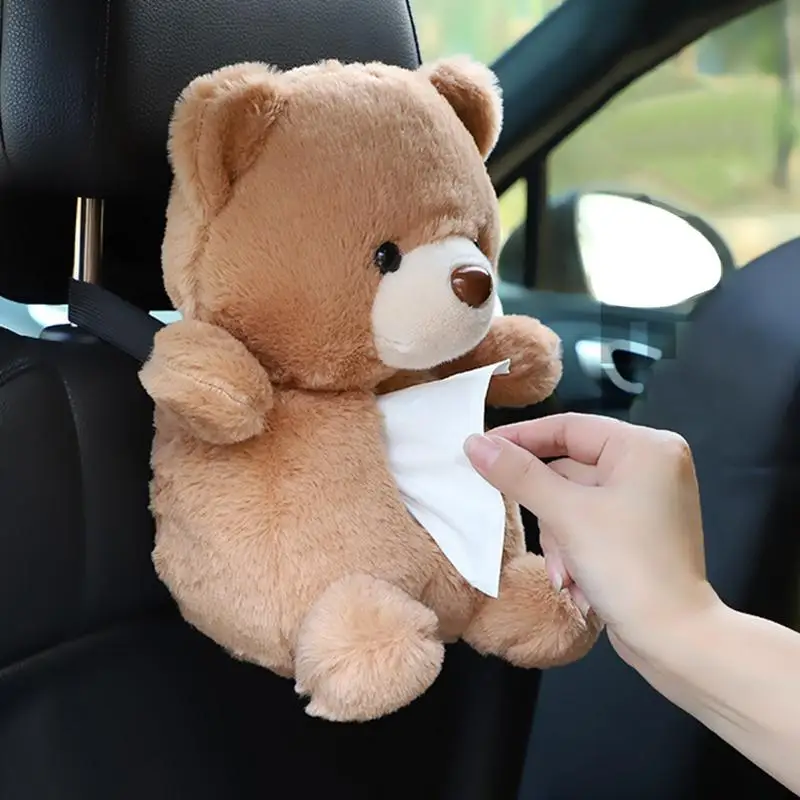 

Seat Back Tissue Box Stuffed Animal Cute Car Napkin Box Automotive Interior Decor Tissue Organizer Napkin Dispenser For Caravan