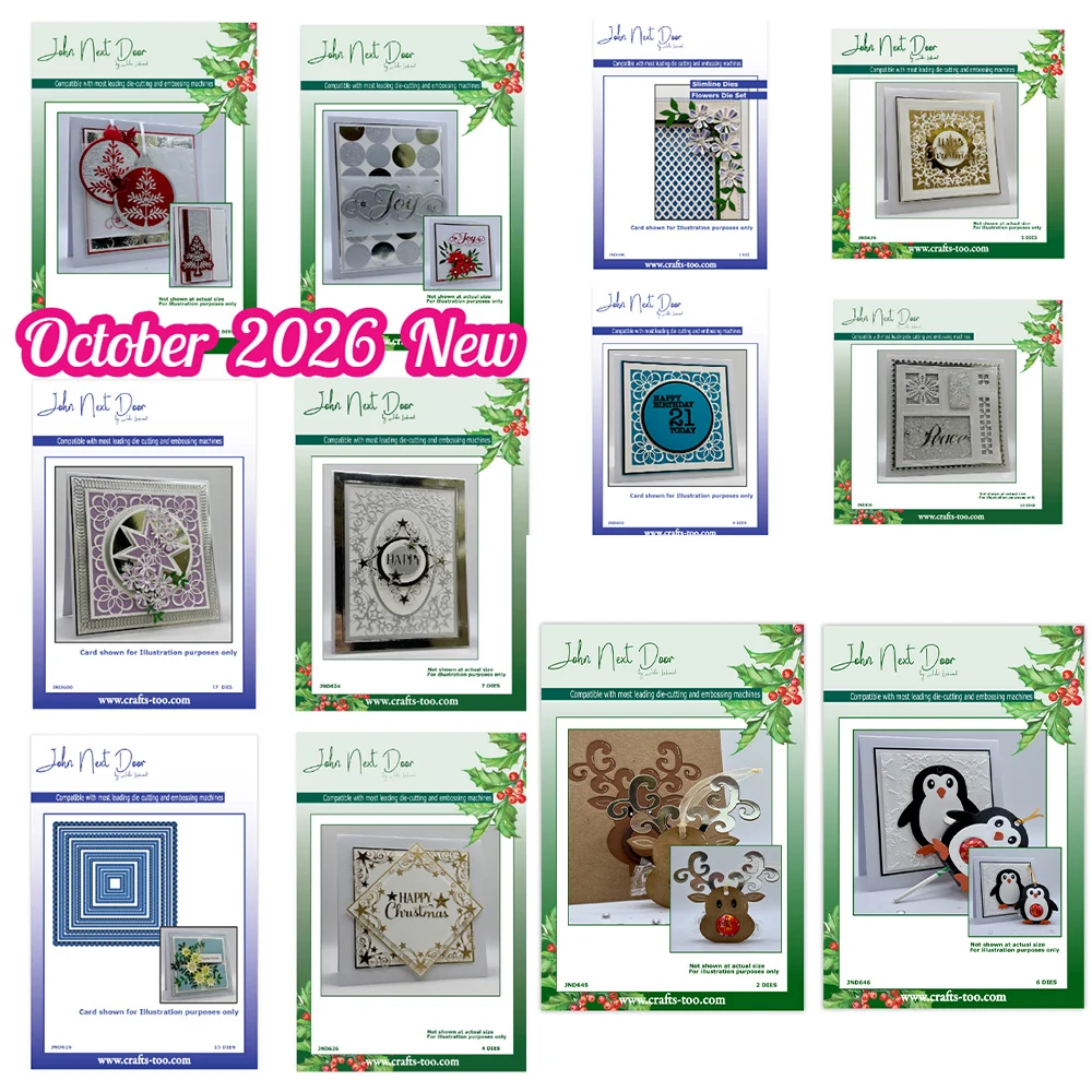 October 2026 John Chocolate Deer Penguin Swirl Joy Duo Meggie’s Tree Bauble Scallop Squares Cutting Dies DIY Handmade Scrapbook