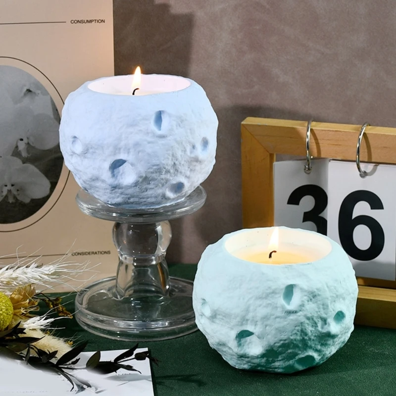 Moon Candlestick Mold Silicone Holder Mould Easy to Demold Aromatherapys Container Moulds Home Ornament Mould C1FC