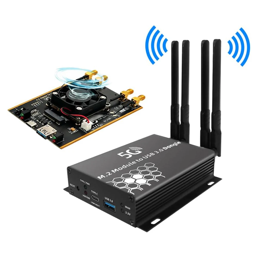 RJ45 NGFF M.2 To USB 3.0 Adapter 4 Antenna Wireless Card Riser Converter Aluminum Alloy Module for SIM/Micro SIM/Nano 4G 5G LTE