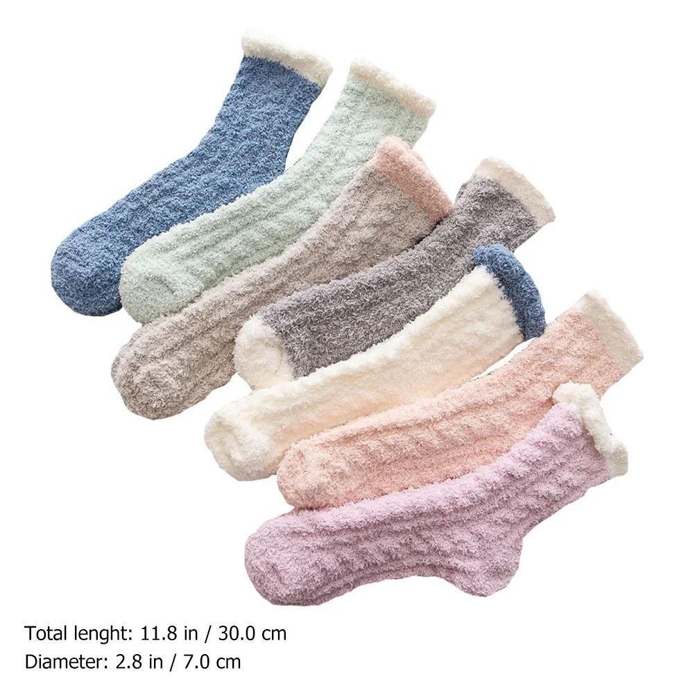 

7Pairs Mid-Calf Length Warm Socks Breathable Elastic Sleeping Socks Female Home Winter Stockings Warm Stockings