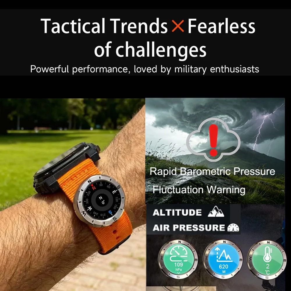 Outdoor Portable Watch Strap with Smart Compass Paracord Bracelet Flashlight Altitude Feature for Quartz Automatic Watches