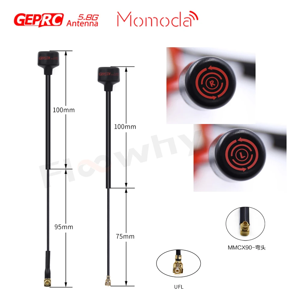 GEPRC Momoda Antenna 5.8G UFL/MMCX LHCP/RHCP Connector Long Version Long Range for Racing FPV Quadcopter Drone