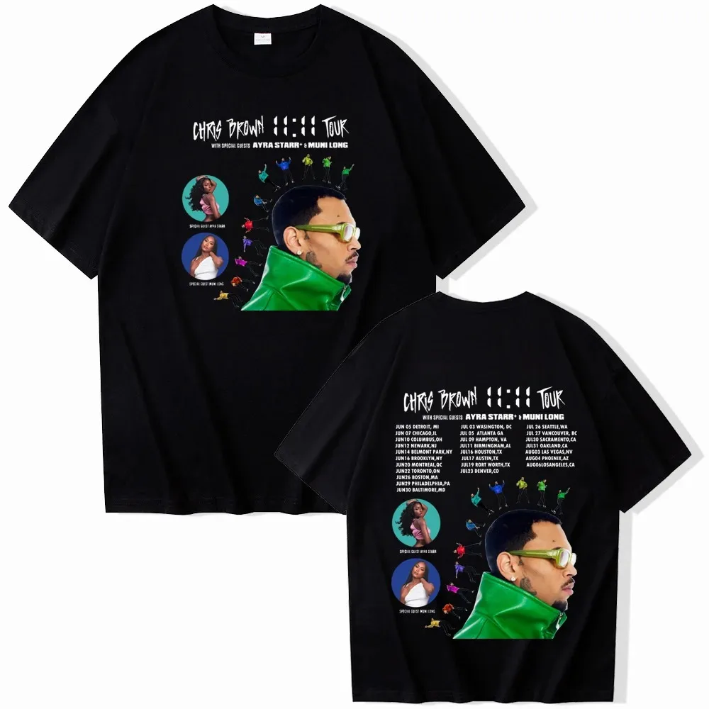 Chris Brown 11:11 Tour 2024 T-Shirts Unisex Harajuku O-Neck Short Sleeve Shirts Fans Gift