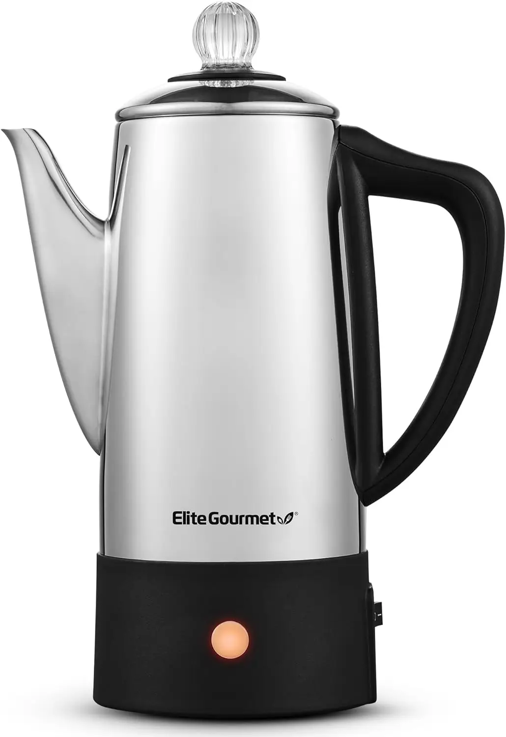 

Electric 6-Cup Coffee Percolator with Keep Warm, Clear Brew Knob, Cool-Touch Handle, Cordless Serve, Stainless Steel