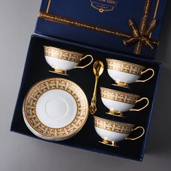 Luxury Bone China Tea Set Royal Porcelain Tea Cup Ceramic Pot Golden Set Cafe Mug Coffee Cup High-grade Teacup Teaset Vajilla