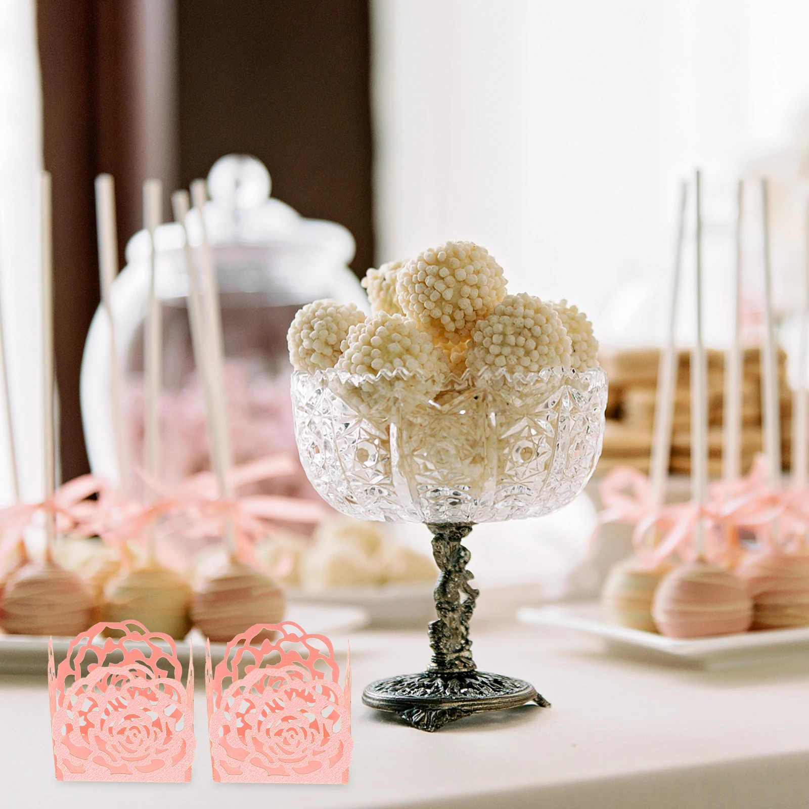 

50pcs Candy Packaging Paper Small Cups Rose Wrappers Truffle Cups Party Chocolate Dessert Paper Tray Wedding Chocolate Tray