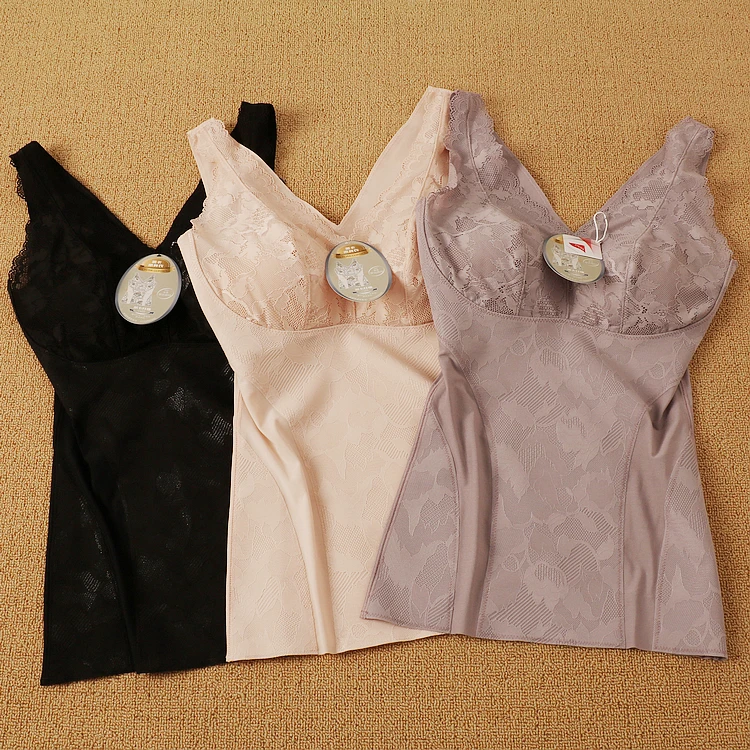 ultra-thin-body-shaper-vest-sleeveless-waist-cincher-underwear-with-chest-pad-sexy-base-shirt-pure-color-lace-trim-nylon-fabric
