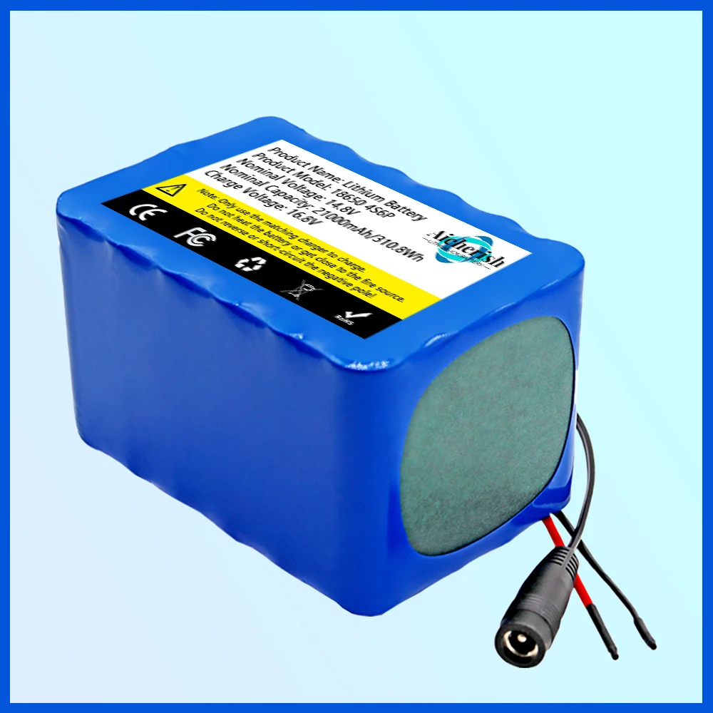 New 18650 4S6P 14.8V 21Ah Rechargeable Lithium Battery Pack with BMS,for heater miner's lamp amplifier Replacement battery