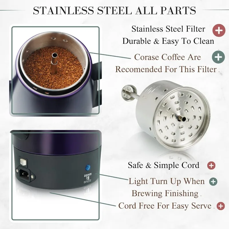 Electric Coffee Percolator, Body with Stainless Steel Lids Coffee Maker, Percolator Electric Pot - 10 Cups Camping