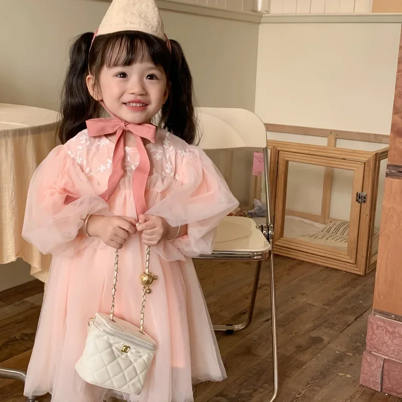 

Korean Style Toddler Girls Princess Dress Lace & Fluffy Tulle Puffy Skirt New Spring Autumn 2-6Y Baby Girl Birthday Party Gown