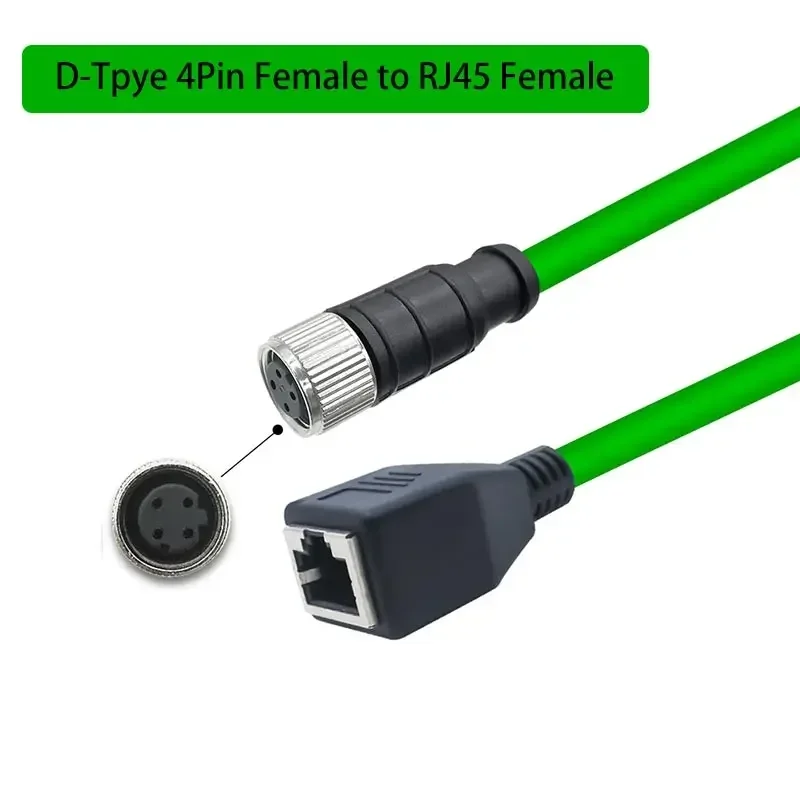 M12 4/8 Pin Plug to RJ45 Cable Connector m12 A/D/X Code to RJ45 Female Connector Wire Industrial Gigabit Extension Network Line