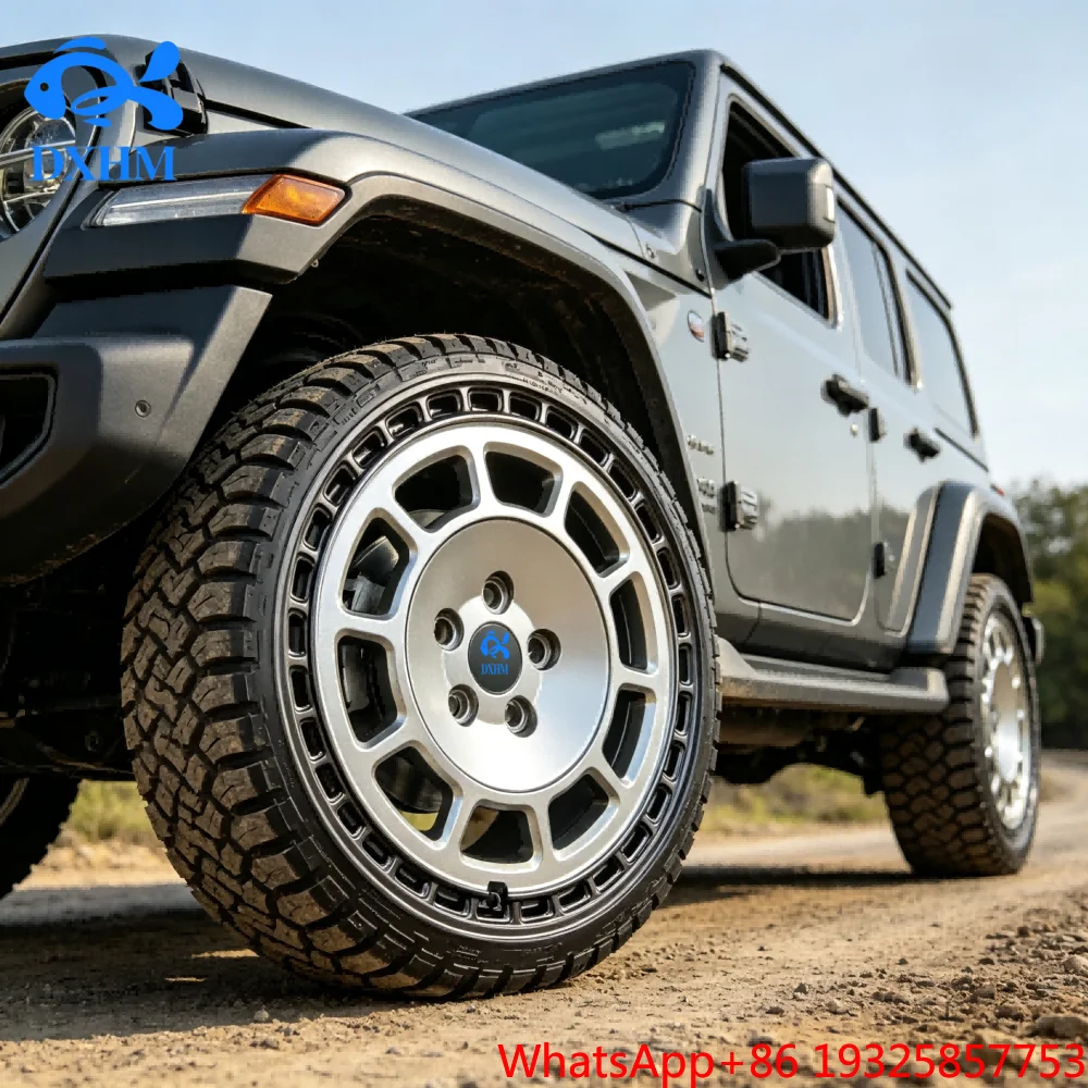 Forged Beadlock Off Road Wheels 17 Inch Silver Simulated Beadlock Alloy Rims 6x139.7 4x4 Offroad for Jeep Wrangler
