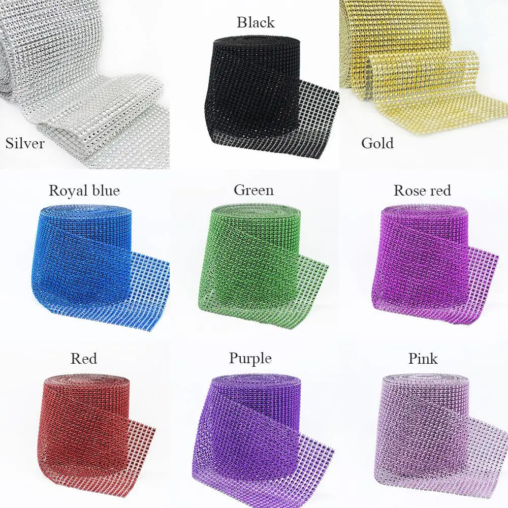 1 Yard 24 Rows Useful Cup Chain Cake Wrap Rhinestone Ribbon Crystal Diamond Mesh DIY Decoration Resin Tulle