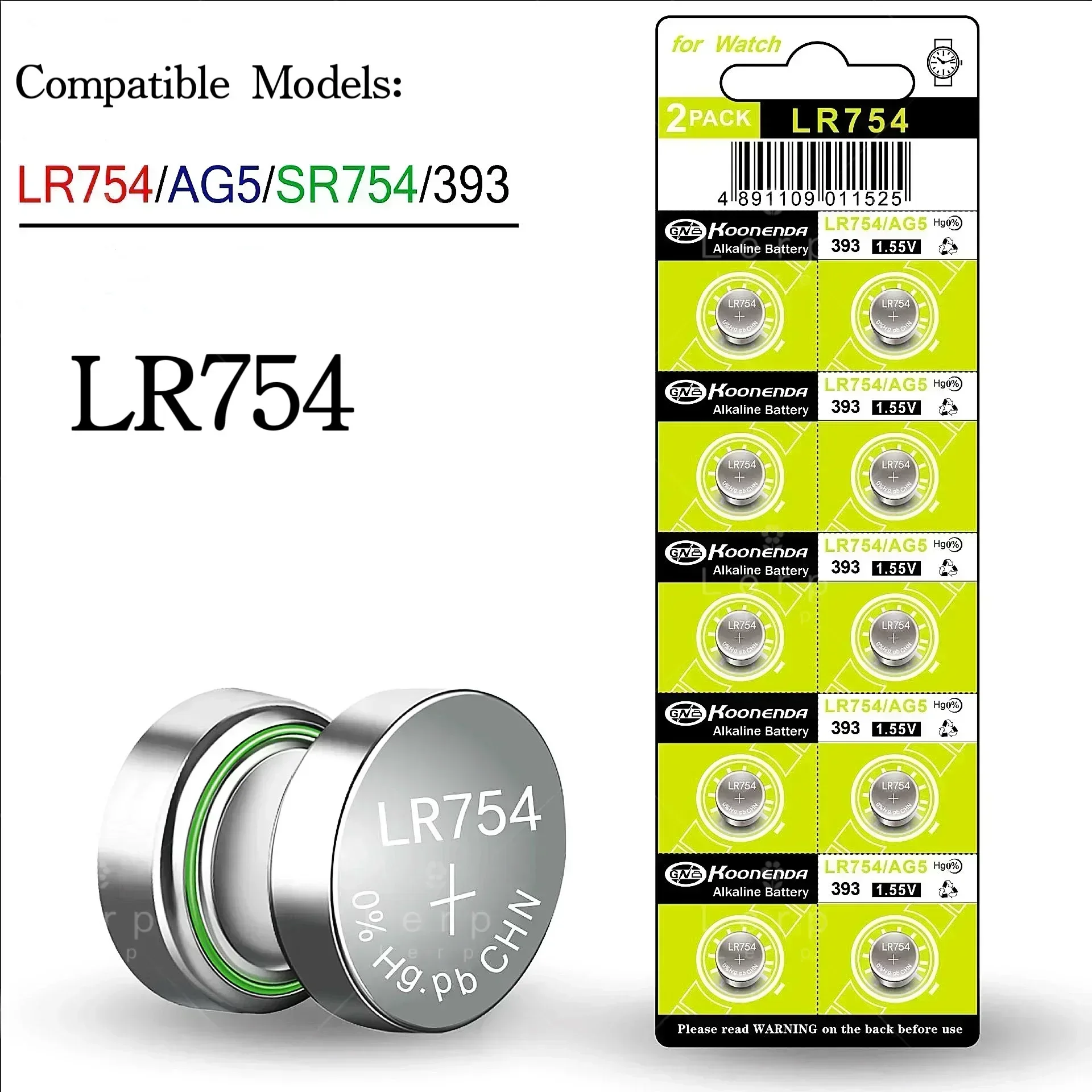 

Button battery AG5 1.5V LR754 zinc manganese battery 393A SR754 is suitable for electronic products such as calipers and laptops