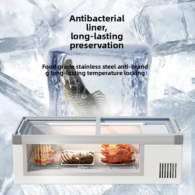 ZC-vitrina de puesto, triciclo, almacenamiento de congelación de escritorio, brochetas comerciales, pesca de frutas, barbacoa, Mini refrigerador especial