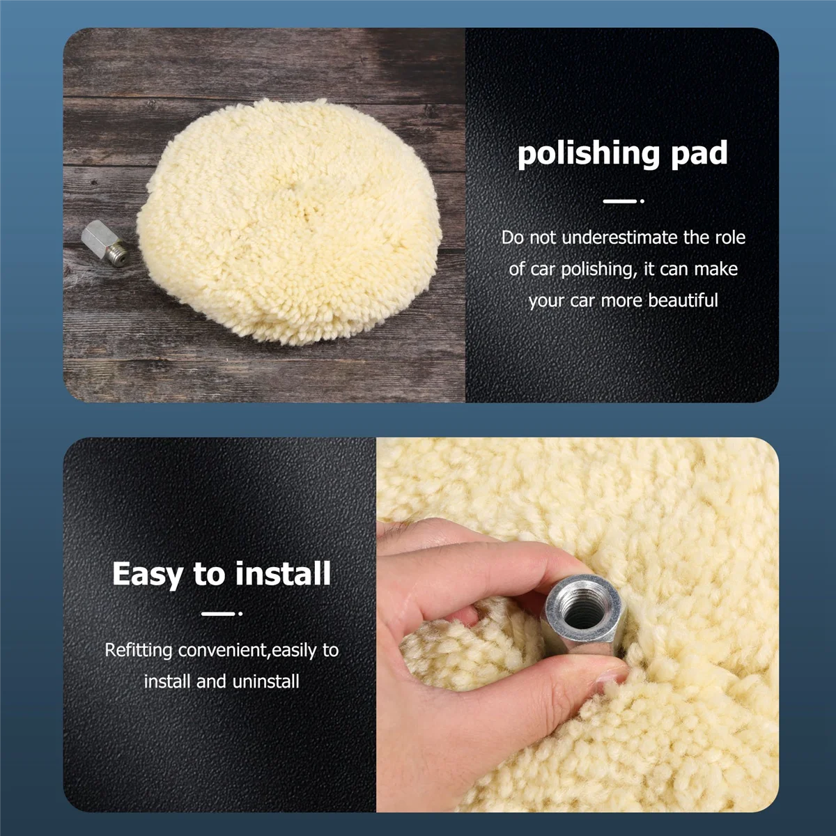 

7-дюймовая двусторонняя шерстяная полировальная подушечка Полировальная подушечка с болтовым шерстью 5/8 дюйма (1 шт. в упаковке) PH