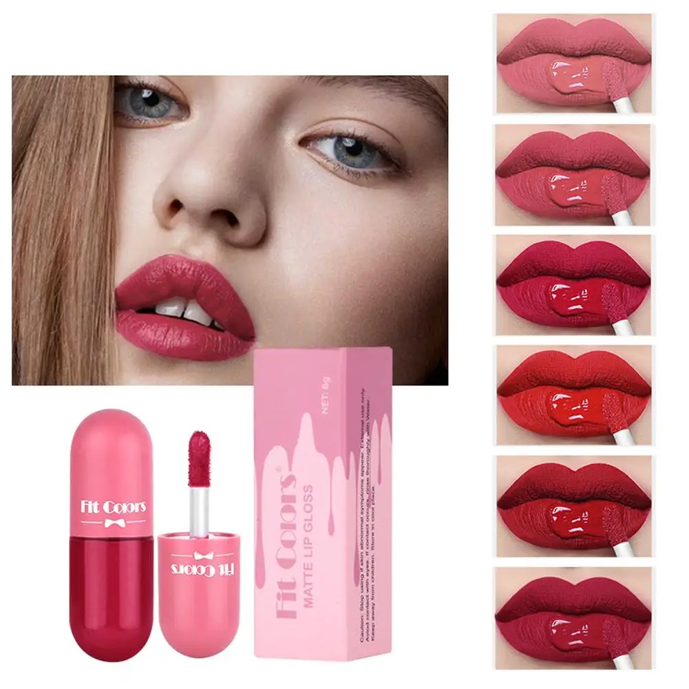 Mini cápsula lábio esmalte, gloss de copo longo, batom de longa duração, beleza líquida antiaderente suave cosmético, veludo hidratante, U4W4, novo