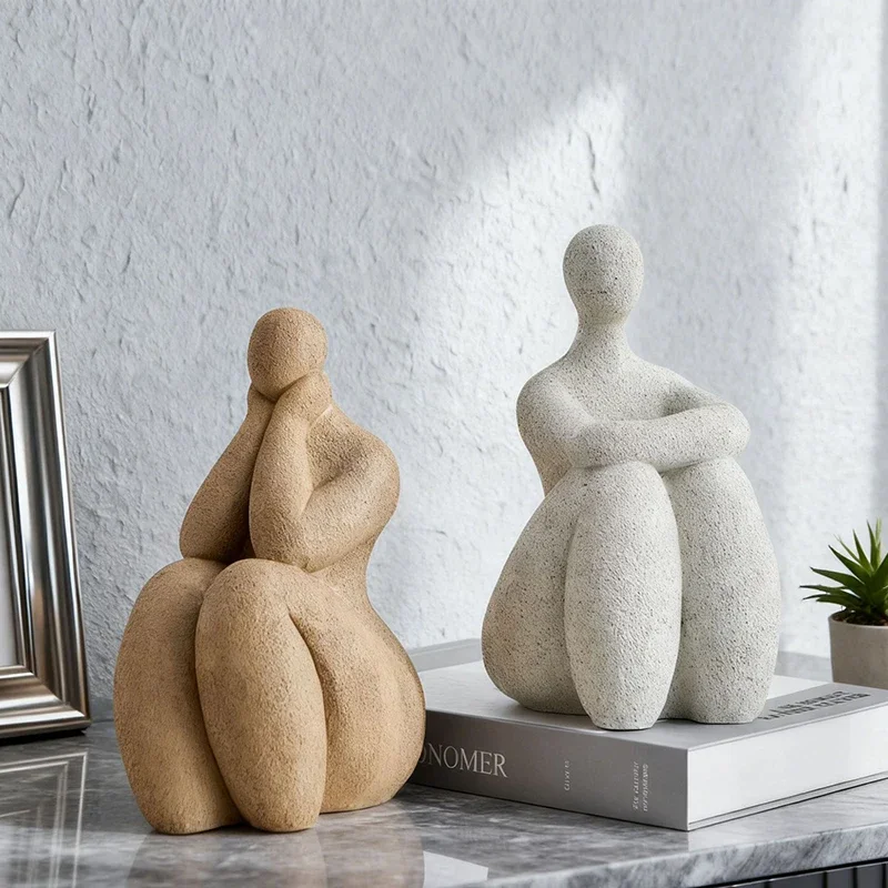 Abstract Resin Fat Woman Ornament Solid Color Character Statue Creative Human Body Art Ornament Birthday Gift Home Decoration