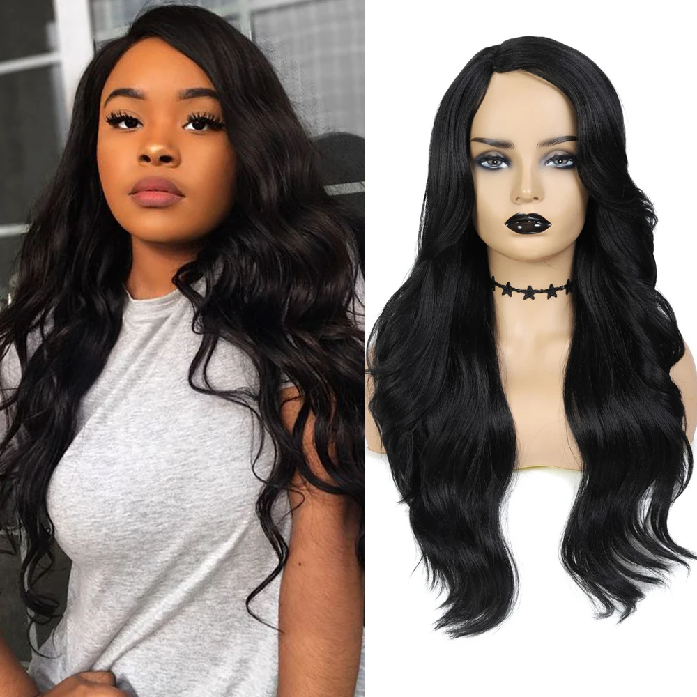 

Синтетические парики для черных женщин длинные волнистые боковые части волос парик с челкой Омбре коричневый цвет натуральный мягкий Косплей прическа X-TRESS