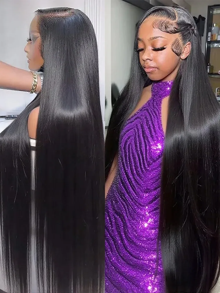 30 40-дюймовые прямые человеческие волосы 13x6 HD, кружевные фронтальные парики, бразильские 200, плотность 13x4, прозрачный парик фронта шнурка для женщин