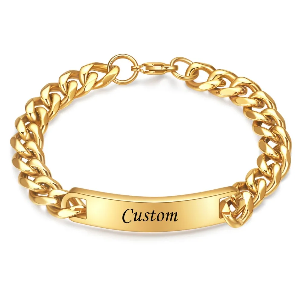 Men's Customizable Smooth Titanium Steel Bracelet, 10mm Width