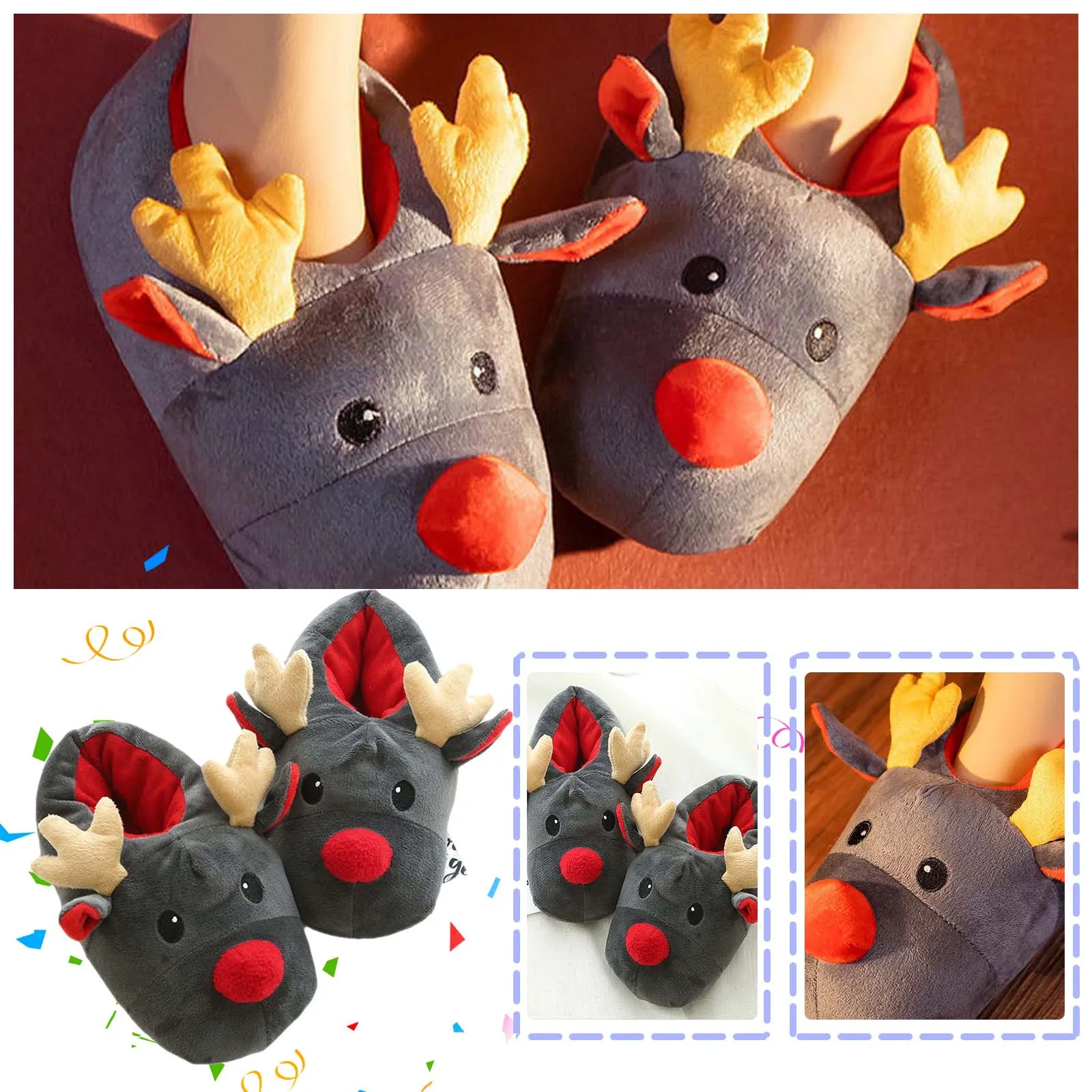 

Christmas Slippers Women's Winter Soft Cotton Slippers Cute Household Shoes Warm Winter Shoes Indoor House Shoes House Shoes