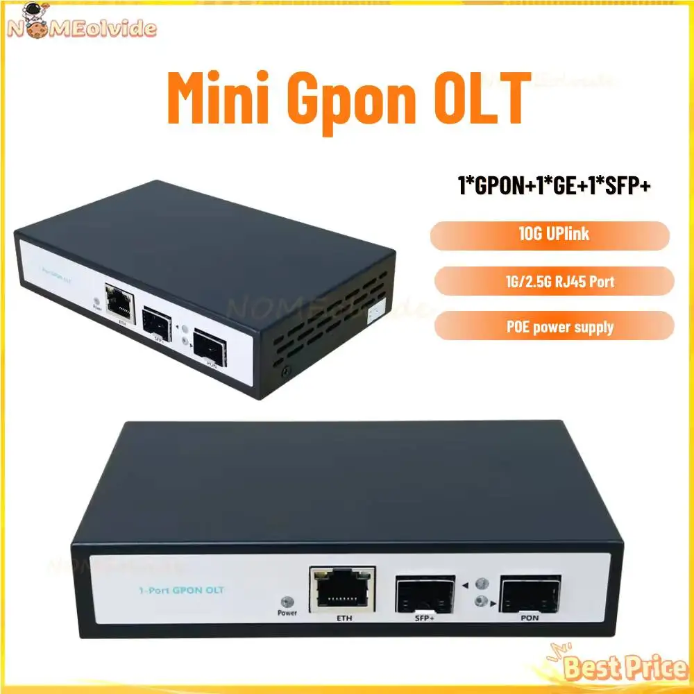 FTTH 미니 1PON 10G 업링크 VLAN 12V 2A DC 지원 128 Onus POE 전원 공급 장치 미니 GPON OLT 1포트