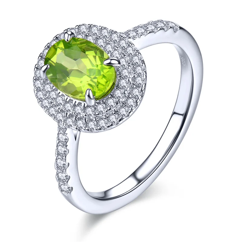 

Genuine Silver Rings S925 Rings Jewelry Natural Peridot Gemstone Women Anniversary Gift Birthday Fine Jewelry