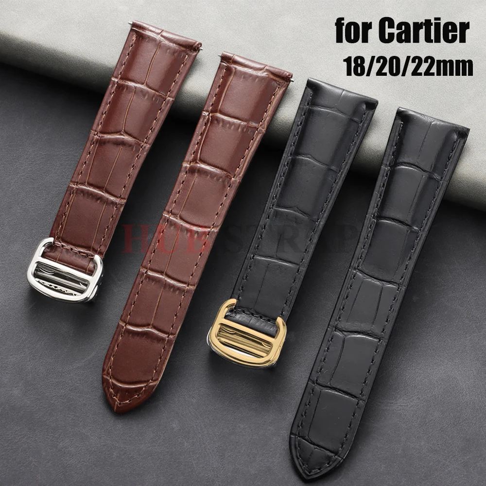 18/20/22mm Leather Strap for Omega for Cartier Tank Solo Cowhide Watch Band Clasp Black Brown Men Women Watchband Bracelet Belt