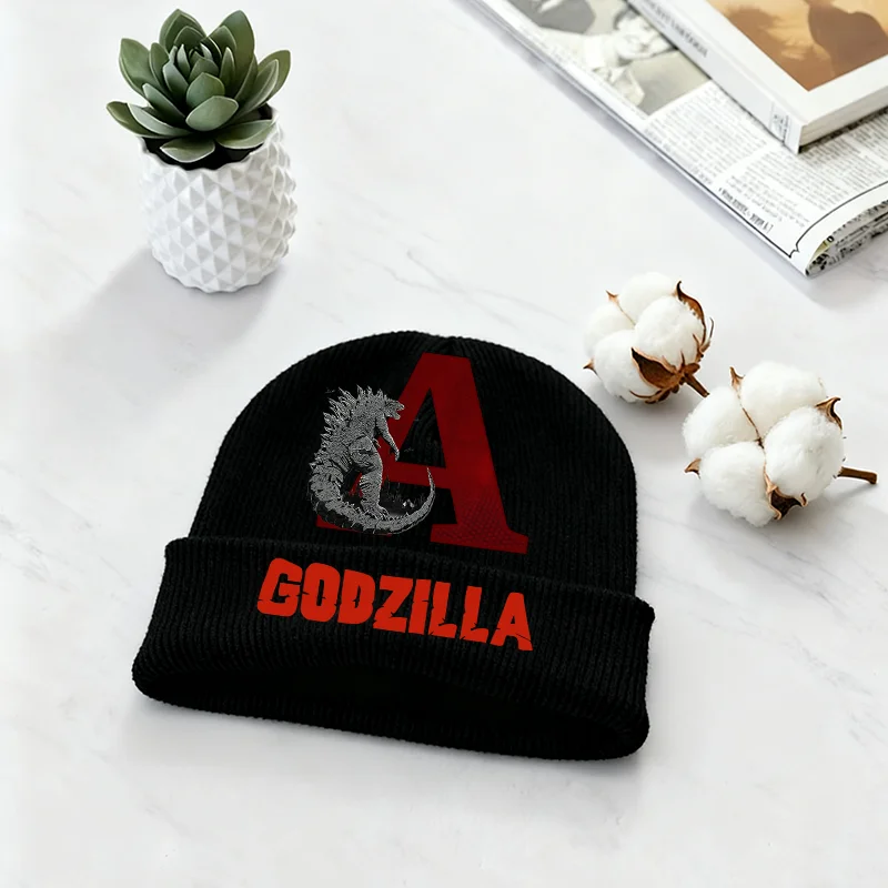 

Godzillas Kids Knitted Hat Movie Letters Cartoon Printing Boy Cute Anime Beanie Headgear Outdoor Street Warm Cap Party Game Gift