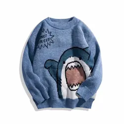 HMZ Winter Knit Embroidery Sweater Men Harajuku Hip Hop Streetwear Pullover Jumper Men Clothing Fashion Cartoon Couple Sweaters