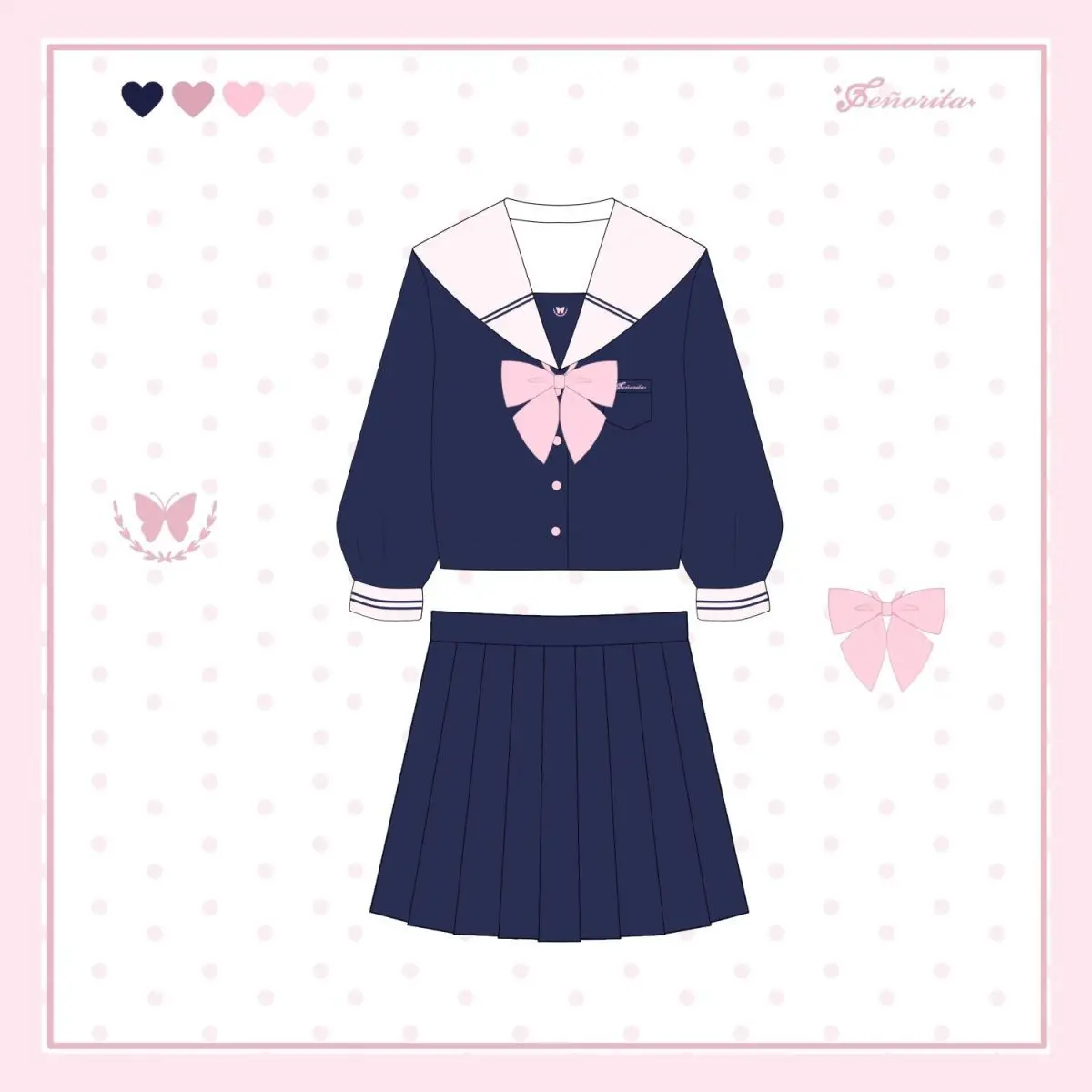 JK Uniforme Rosa scuro Stile college Abito da marinaio a maniche lunghe a maniche corte Ragazza ortodossa Studente Vestito di ruolo COS