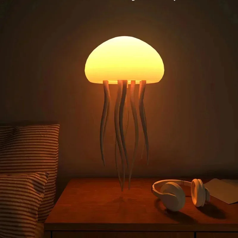 Creative Jellyfish Sand Lamp Voice Control Type-C Charging Jellyfish Bedside Hang Lamp Can Hung Or Stand For Christmas Lantern