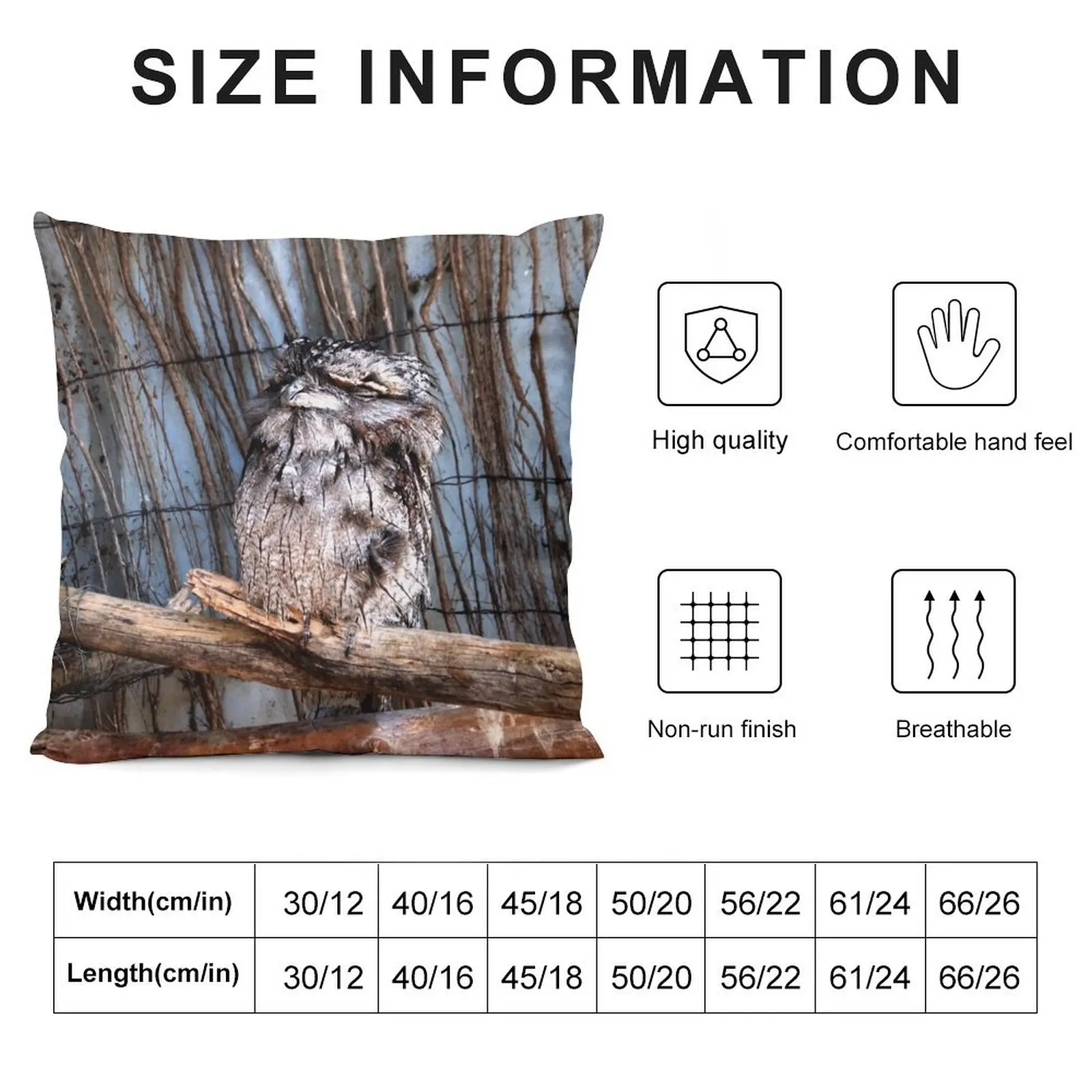 Tawny Frogmouth Owl Sitting on a Stick Throw Pillow Decorative Sofa Cushion Plaid Sofa Cushions Home Decor pillow