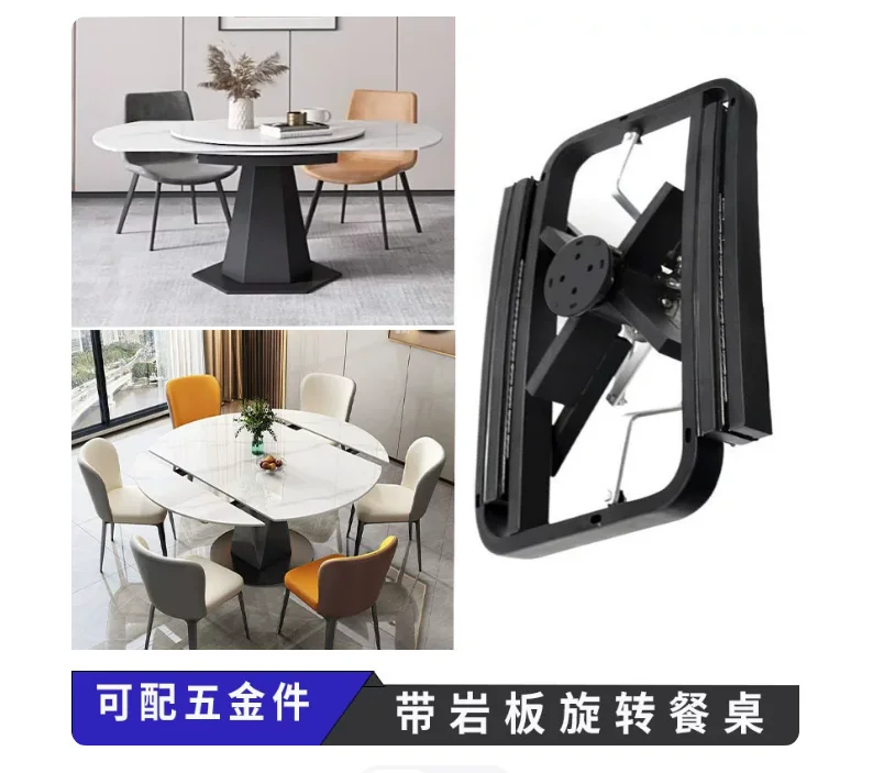 Convertible Square to Round Dining Table Slide System - Rotating Telescopic Rail Hardware Kit for Multifunctional Tables