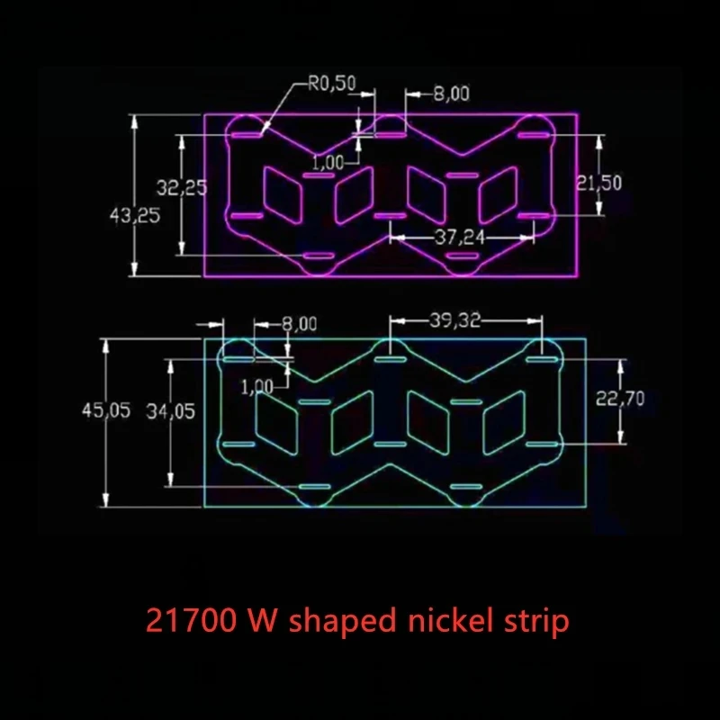 1 metro 21700 striscia nichelata distanza centrale 21.5/22.7mm obliquo W-type nichel Sheet saldatura a punti batterie al litio