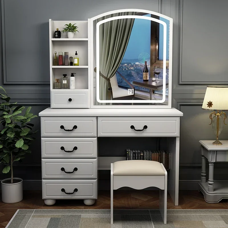 Women Bedroom Hairstyle Dressing Table Comfortable White Desk Corner Vanity Lounge Multifunctional Penteadeira Furniture HY