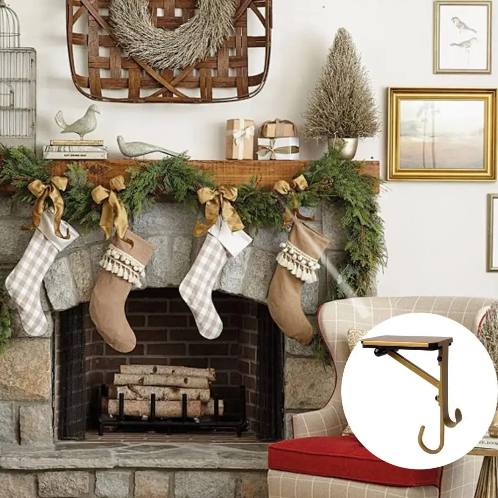 Metal Wreath Holder Fireplace Wreath Hanger Adjustable Fireplace Stocking Hanger No-drill Garland Holder 2-in-1 for Christmas