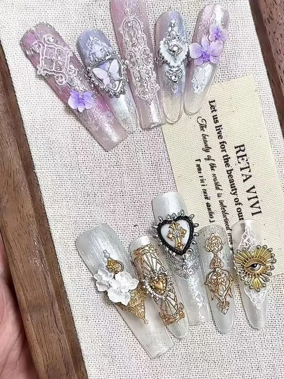 1Pc French Necklace Gemstone Photo Frame Baroque Heart 3D Acrylic Mold Nail Art Decorations DIY Silicone Nail Mold