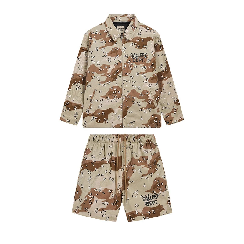 

Desert Camouflage Letter Jaet And ort Pants Set Casual Sportswear Youth Cotton Blend Fabric Long Sve Zipper Coat