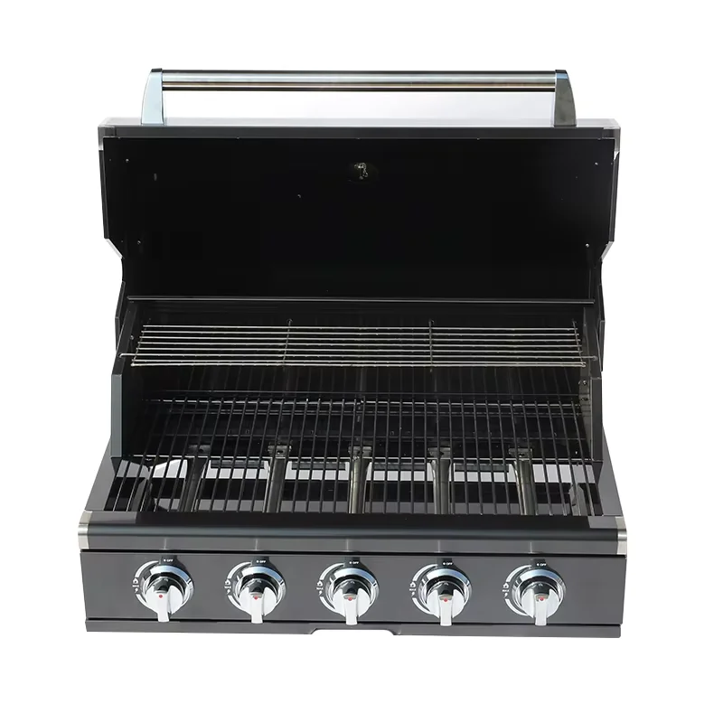 5 Burner 30-Inch Stainless Steel 304 Black Titanium LPG or Natural Gas BBQ Grill for Garden Parties or Kitchen Use