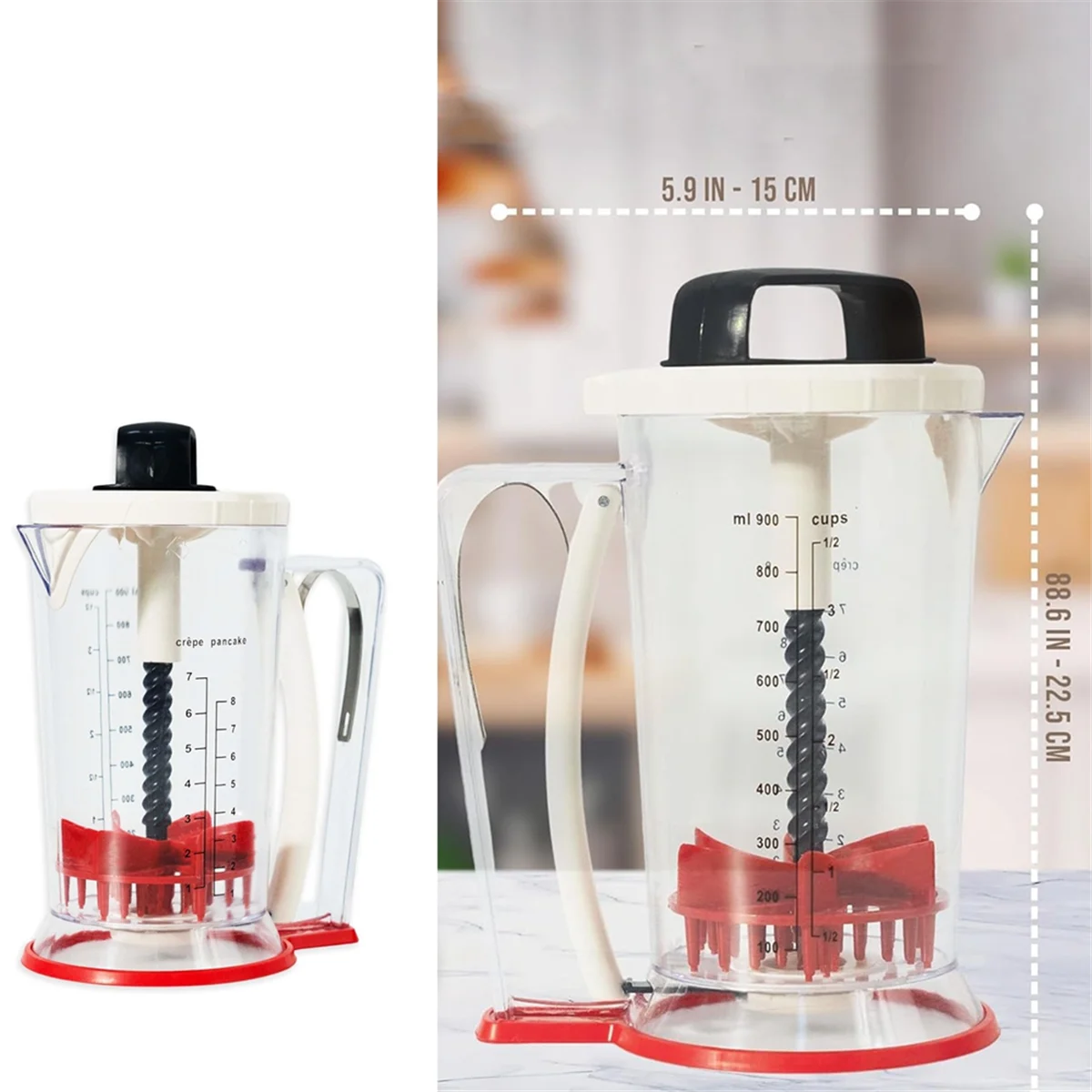 Dispenser adonan dan Dispenser, baterai Pancake-Dispenser Pancake-Dispenser adonan dengan pegangan remas-900Ml