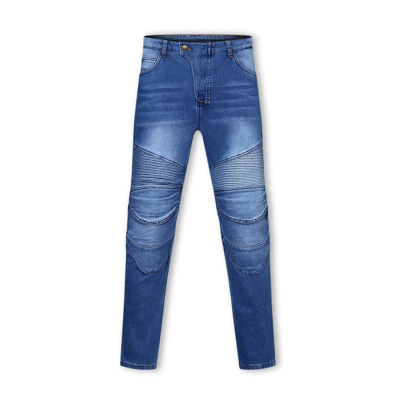 Winter Warm Motorcycle Pants Blue elasticity Jeans Built-in Knee Protection Men Motorbike Trousers Thickened for Riding Safety