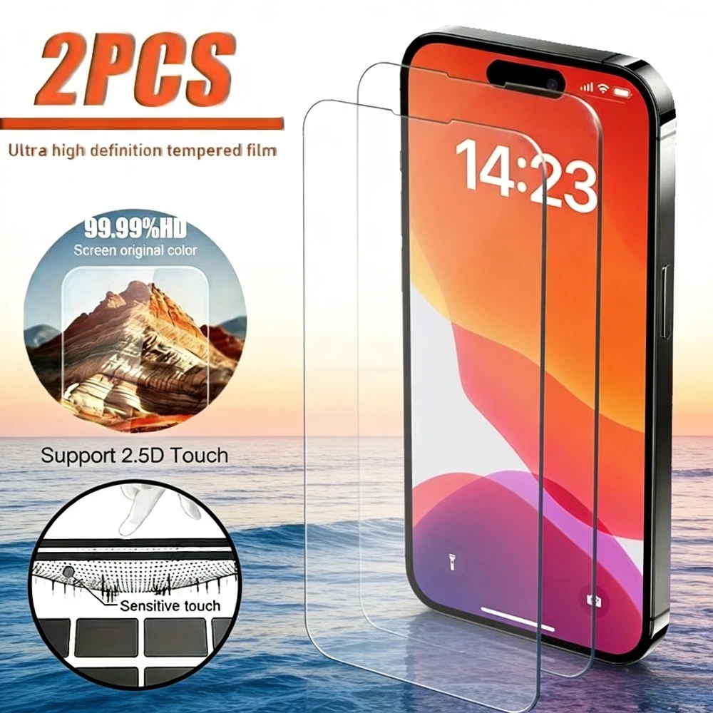 2 Stück ultraklares gehärtetes Glas für iPhone 17 16 15 14 Pro Max 16 15 14 Plus Displayschutzfolie für iPhone 13 12 11 Pro XR XS Max