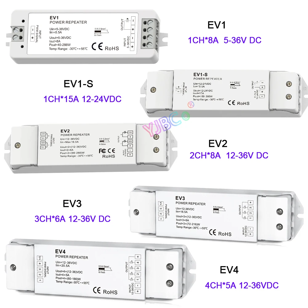 

Skydance Single color/Dual color/RGB/RGBW LED Strip tape Power Repeater 1CH 2CH 3CH 4CH CCT signal Light bar Dimmer 12V 24V DC